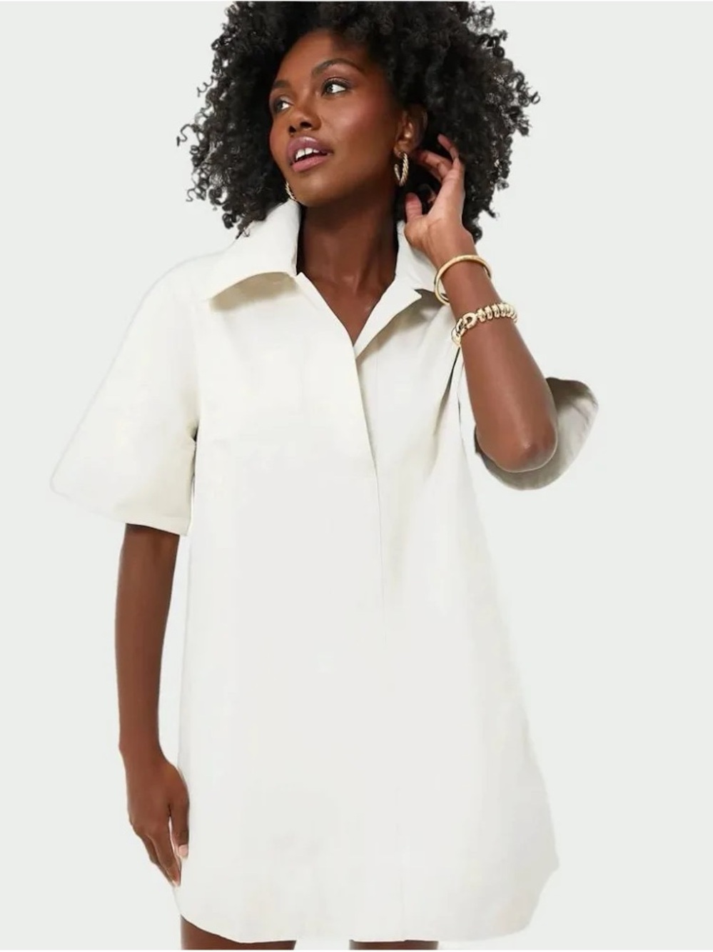 Tuckernuck Sand Chino Cotton Short Sleeve Popover Shirt Dress Small
